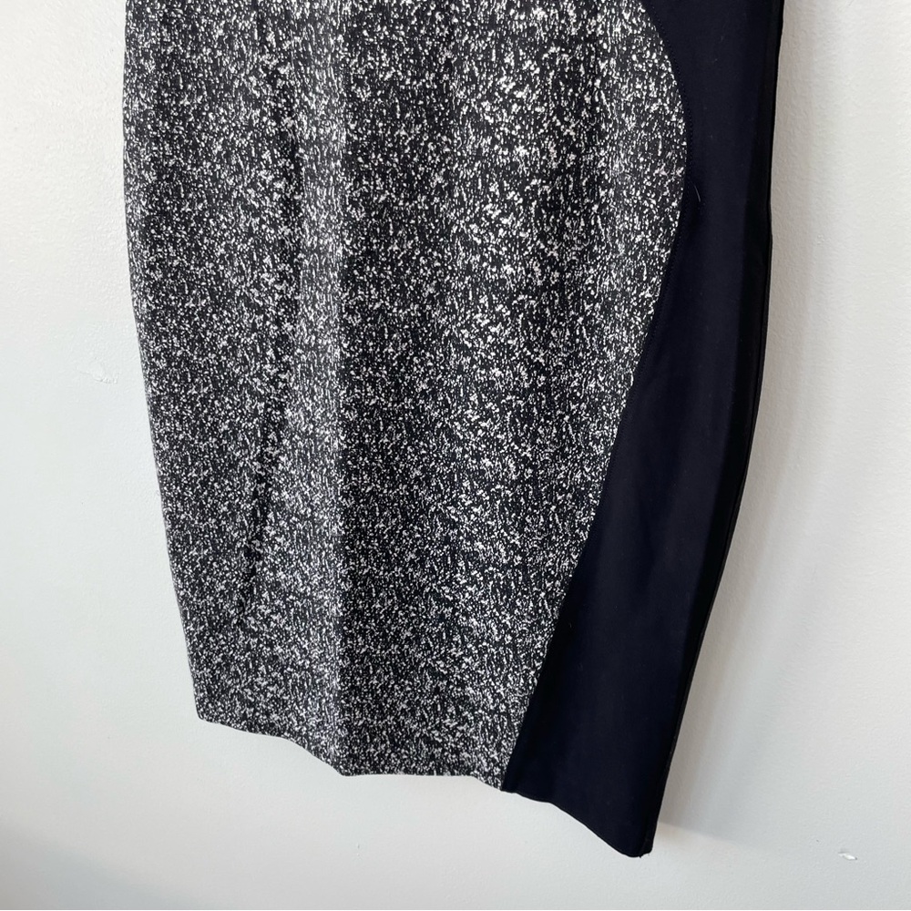 Elie Tahari Lyndsey Tweed Mixed Media Sheath Dress Midi size 8 Black Cream $398 - Picture 6 of 11